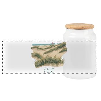 Sylt Dünen | Vintage Nordsee Poster - Panorama Keksdose mit Holzdeckel - Weiß - Vorne
