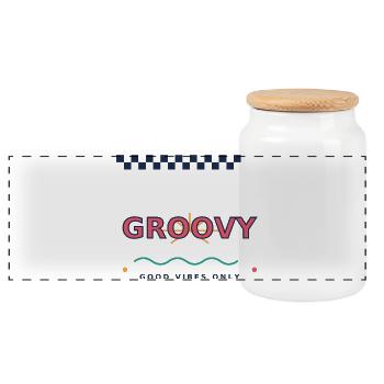 Nur groovy-Good_Vibes, Retro Y2K Typografie - Panorama Keksdose mit Holzdeckel - Weiß - Vorne
