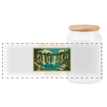 Bosnien und Herzegowina Kravica Vintage Reisemarke - Panorama Keksdose mit Holzdeckel - Weiß - Vorne