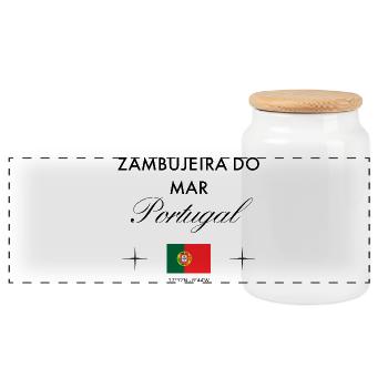 Zambujeira do Mar Portugal Koordinaten Reise - Panorama Keksdose mit Holzdeckel - Weiß - Vorne