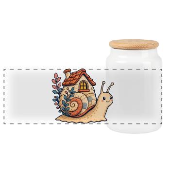 Snail shell illustration - Panoramic Cookie Jar with Wooden Lid - white - Front