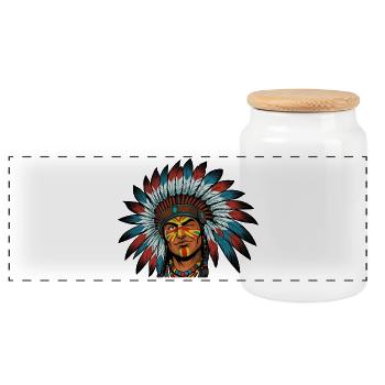 The relaxed chief - Panoramic Cookie Jar with Wooden Lid - white - Front