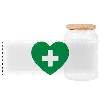 Medical Heart Cross Healthcare Icon - Panoramic Cookie Jar with Wooden Lid - white - Front