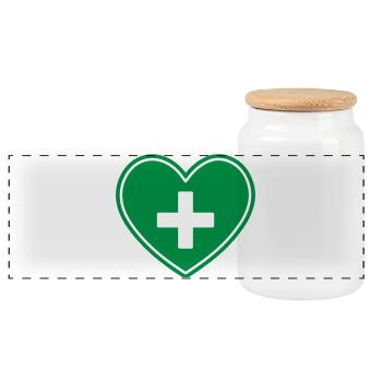 Medical Heart Cross Healthcare Icon - Panoramic Cookie Jar with Wooden Lid - white - Front