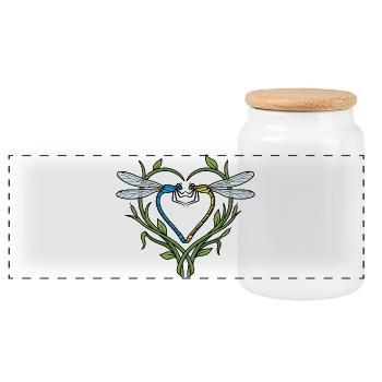 Dragonfly Heart - Panoramic Cookie Jar with Wooden Lid - white - Front