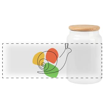 Interprétation abstraite de l’escargot de jardin - Boîte à biscuits avec couvercle en bois - blanc - Devant