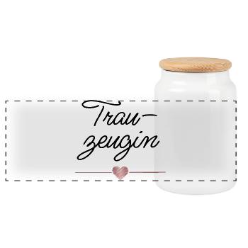 Maid of Honor Heart Wedding Gift - Panoramic Cookie Jar with Wooden Lid - white - Front