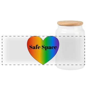 Espace sûr drapeau de la fierté LGBT - Boîte à biscuits avec couvercle en bois - blanc - Devant