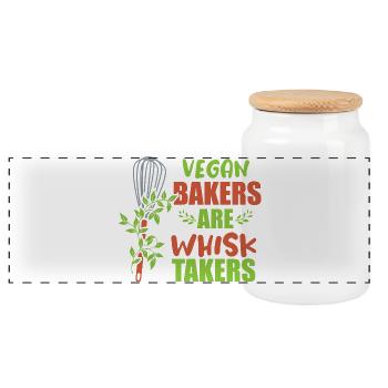 Cake Baking Pastry Chef Cake Baker - Panoramic Cookie Jar with Wooden Lid - white - Front