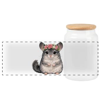 Chinchilla - Panoramic Cookie Jar with Wooden Lid - white - Front