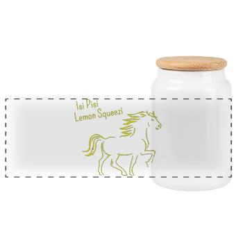 Isi Pisi Lemon Squeezi - Yellow - by Maison Bichon - Panoramic Cookie Jar with Wooden Lid - white - Front