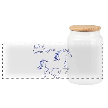 Isi Pisi Lemon Squeezi Blue by Maison Bichon - Panoramic Cookie Jar with Wooden Lid - white - Front