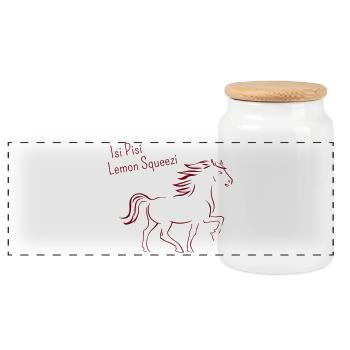Isi Pisi Lemon Squeezi Burgundy by Maison Bichon - Panoramic Cookie Jar with Wooden Lid - white - Front