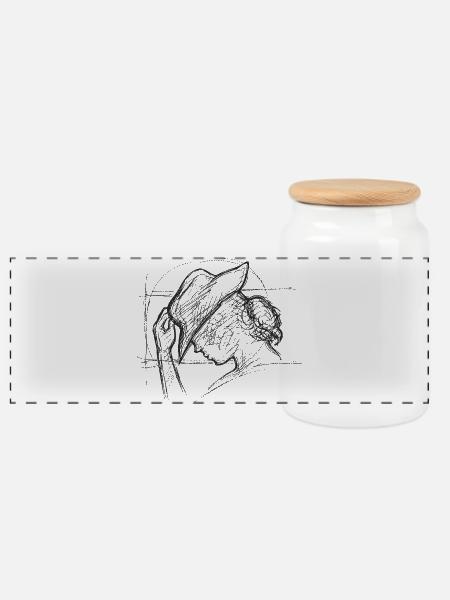 Horse Girl Scribble BLACK - Panorama Keksdose mit Holzdeckel - Weiß