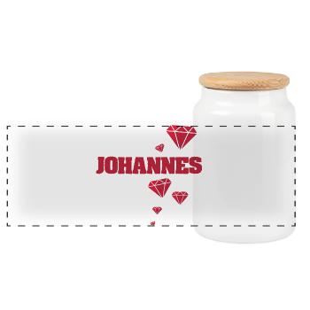 Hannes - Panoramic Cookie Jar with Wooden Lid - white - Front