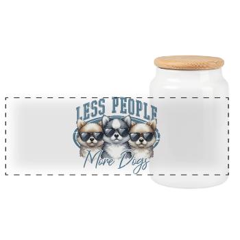 Dog Saying - Panoramic Cookie Jar with Wooden Lid - white - Front
