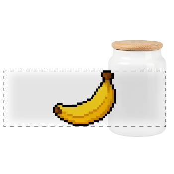 Pixel Banane Retro Motiv - Panorama Keksdose mit Holzdeckel - Weiß - Vorne