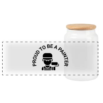 Proud To Be A Painter (black) - Panorama Keksdose mit Holzdeckel - Weiß - Vorne