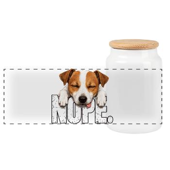 Jack Russell Terrier Nope Shirt - Panorama Keksdose mit Holzdeckel - Weiß - Vorne