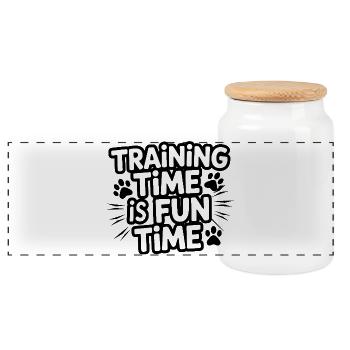  Training Time Is Fun Time Hundetraining Für - Panorama Keksdose mit Holzdeckel - Weiß - Vorne