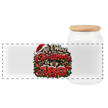 Weihnachten Dart 180 weihnachtliches Dart Motiv  - Panorama Keksdose mit Holzdeckel - Weiß - Vorne