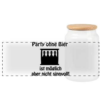 Party Bier - Panorama Keksdose mit Holzdeckel - Weiß - Vorne