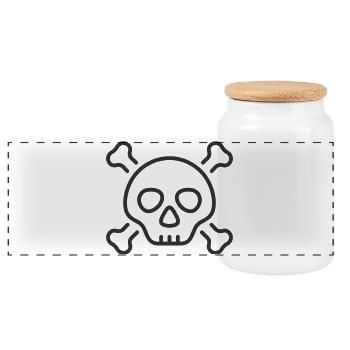 Totenkopf-und-Knochen-Linien-Symbol - Panorama Keksdose mit Holzdeckel - Weiß - Vorne