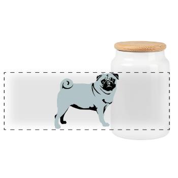 Mops - Panorama Keksdose mit Holzdeckel - Weiß - Vorne