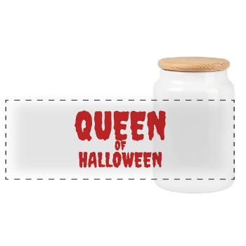 Halloween Queen Graphic Tee Design - Panoramic Cookie Jar with Wooden Lid - white - Front
