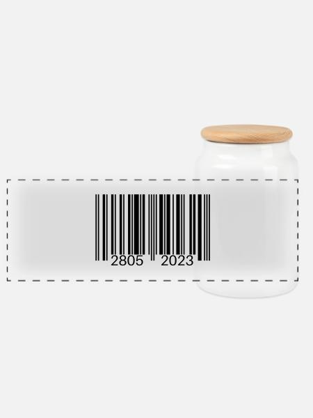 Barcode - Panoramic Cookie Jar with Wooden Lid - white