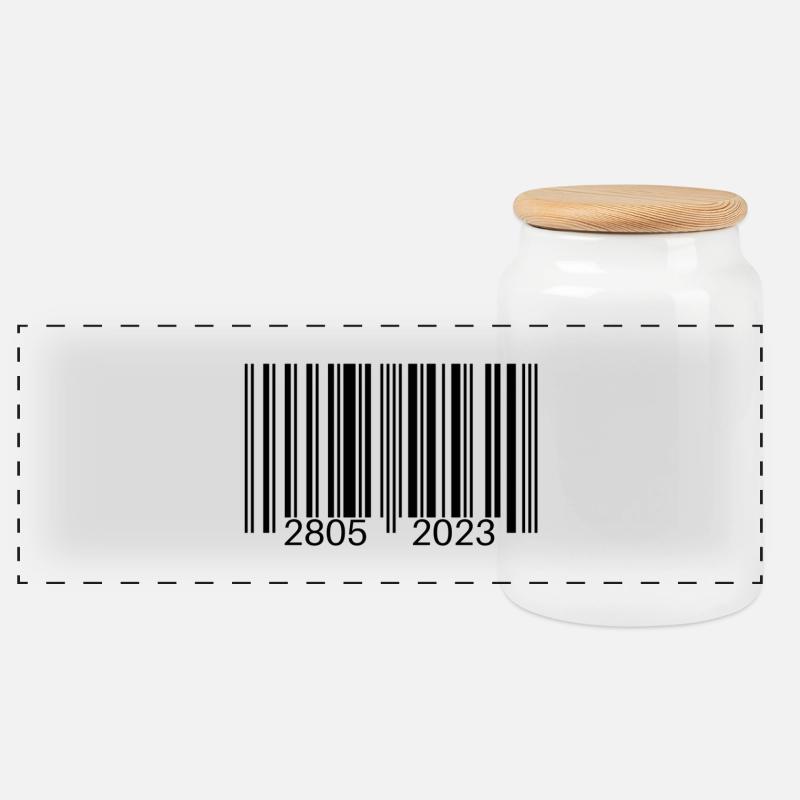 Barcode - Panorama Keksdose mit Holzdeckel - Weiß