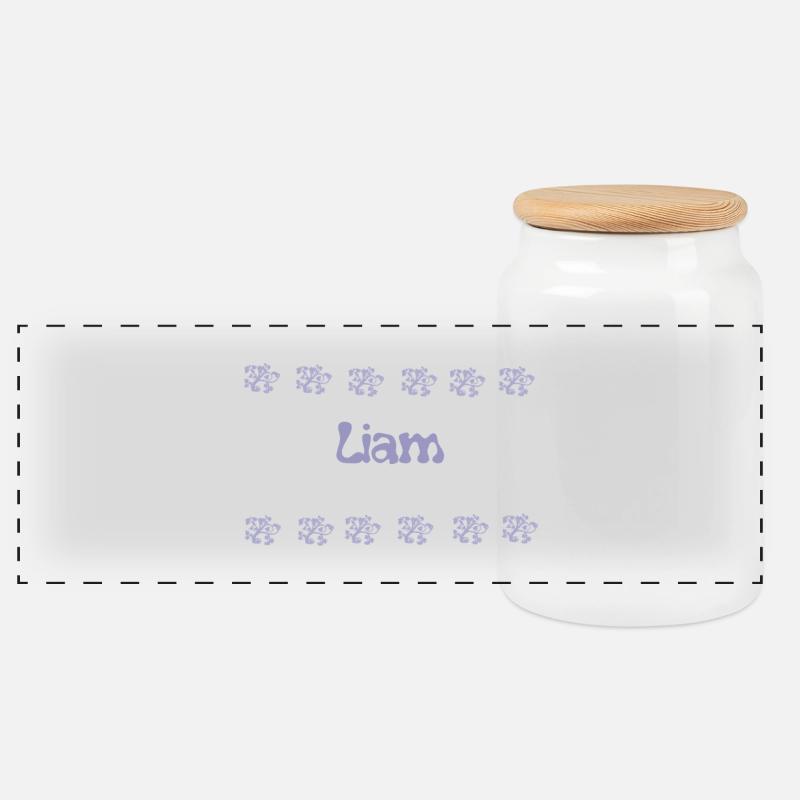 Liam Bulles Lavande - Boîte à biscuits avec couvercle en bois - blanc