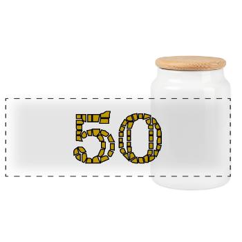 HAPPY BIRTHDAY. HAPPY BIRTHDAY. ANNIVERSARY. - Panoramic Cookie Jar with Wooden Lid - white - Front
