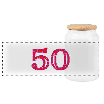 50. 50 YEARS. 50th ANNIVERSARY. 50 YEARS ANNIVERSARY. - Panoramic Cookie Jar with Wooden Lid - white - Front