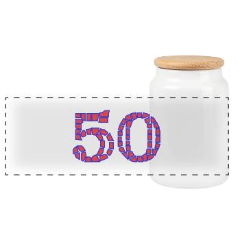 50. 50 YEARS. 50th ANNIVERSARY. 50 YEARS ANNIVERSARY. - Panoramic Cookie Jar with Wooden Lid - white - Front
