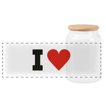 i love - Panorama Keksdose mit Holzdeckel - Weiß - Vorne