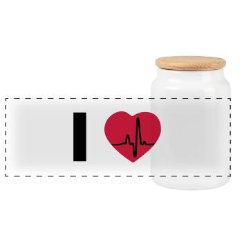 I Love - I heart - Panorama Keksdose mit Holzdeckel - Weiß - Vorne