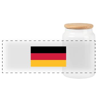 Germany Flag Black Red Gold - Panoramic Cookie Jar with Wooden Lid - white - Front