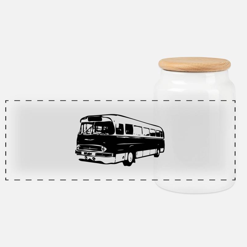 Ikarus 66 Bus Omnibus - Panorama Keksdose mit Holzdeckel - Weiß