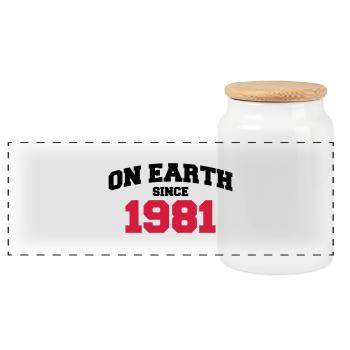on earth 1981 - Panorama Keksdose mit Holzdeckel - Weiß - Vorne