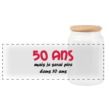 50 ans - Panorama Keksdose mit Holzdeckel - Weiß - Vorne