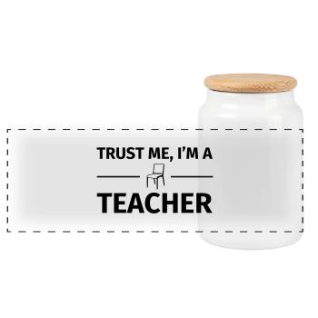 Trust me I'm a Teacher - Boîte à biscuits avec couvercle en bois - blanc - Devant