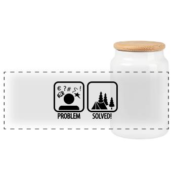 problem solved - camping - Panorama Keksdose mit Holzdeckel - Weiß - Vorne