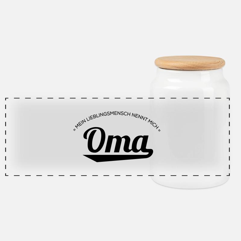 Oma - Panorama Keksdose mit Holzdeckel - Weiß