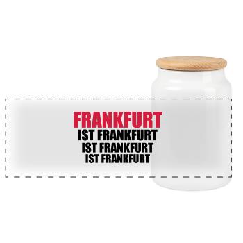 FRANKFURT ist Frankfurt - Panorama Keksdose mit Holzdeckel - Weiß - Vorne