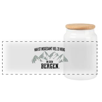 zu wenig in den Bergen - Panorama Keksdose mit Holzdeckel - Weiß - Vorne