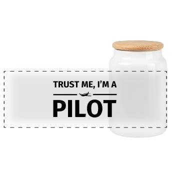 Trust Me I'm a Pilot - Panorama Keksdose mit Holzdeckel - Weiß - Vorne