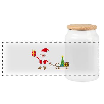 Weihnachtsmann - Panorama Keksdose mit Holzdeckel - Weiß - Vorne