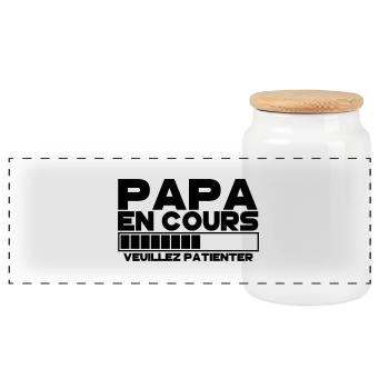 papa(veuillez patienter) - Boîte à biscuits avec couvercle en bois - blanc - Devant