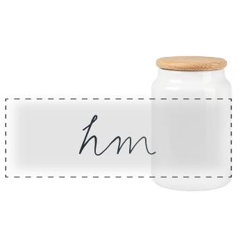 hm - Hipster Design Lettering - Panorama Keksdose mit Holzdeckel - Weiß - Vorne